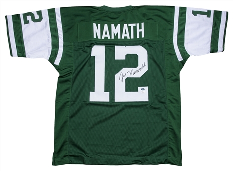 Joe Namath Autographed New York Jets Green Jersey (Namath Holo & JSA)